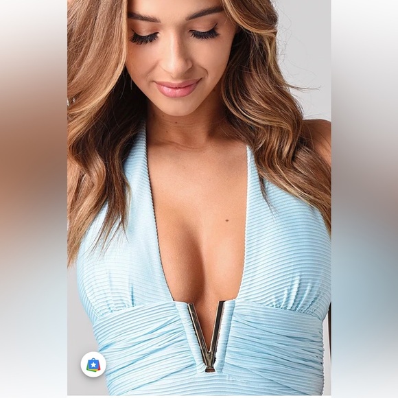 Heidi Klein Blue One Piece V Bar Swimsuit size M - Picture 9 of 9